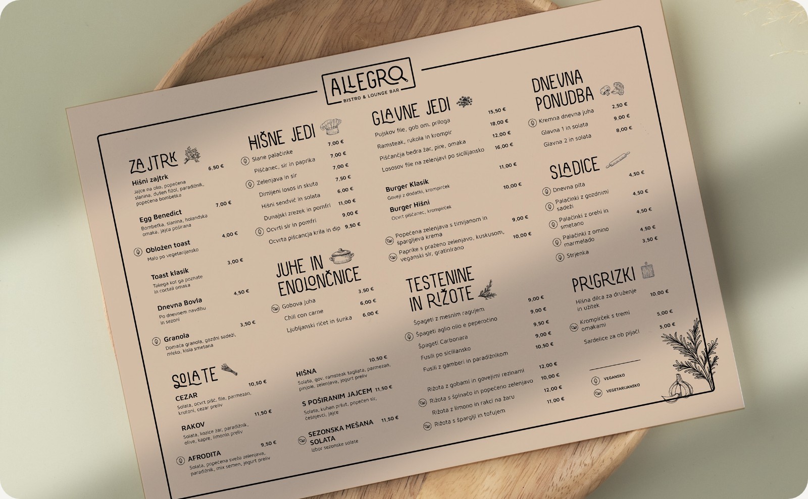 Grafično oblikovanje Bistro Allegro | EpiCoro studio