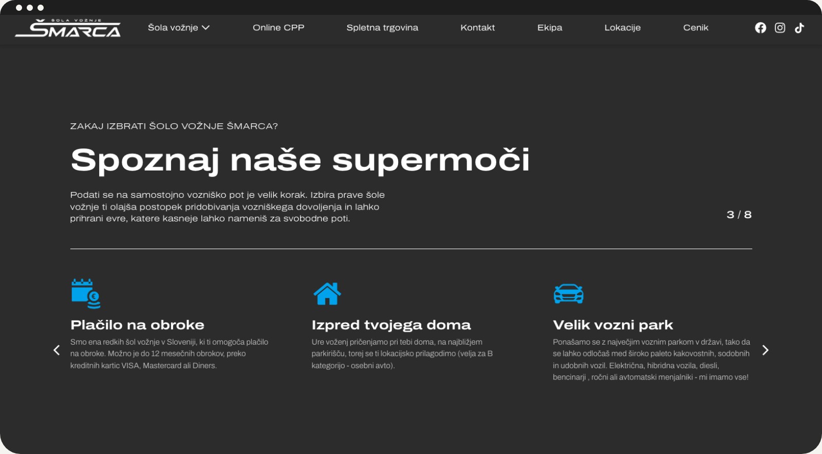 Spletna stran in spletna trgovina Avtošola Šmarca | EpiCoro studio