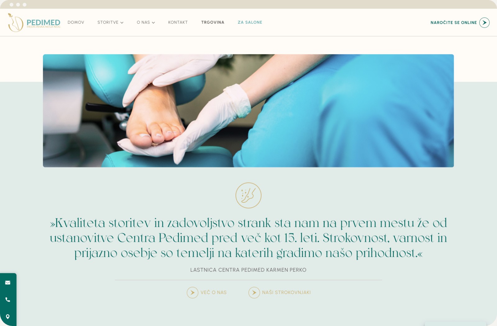 Spletna stran Pedimed - EpiCoro Studio